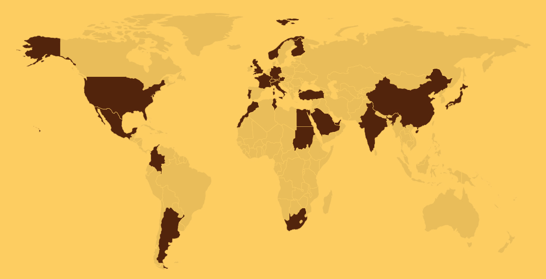 Mapa de países en los que estamos presentes